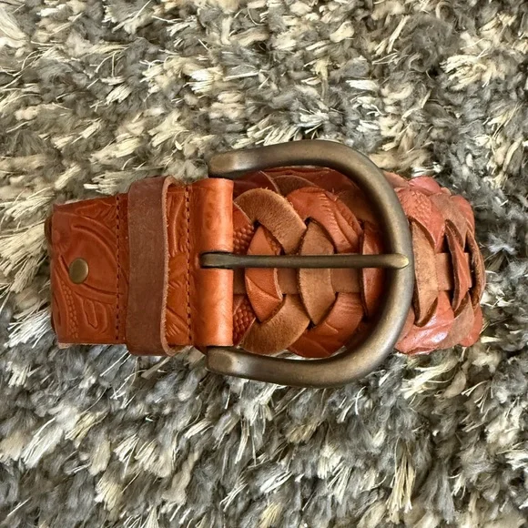 Beautifully multi brown braided soft leather belt - Picture 1 of 5
